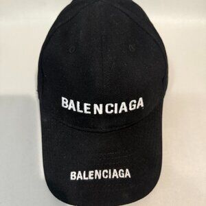 Balenciaga Distressed Logo Baseball Cap – Black